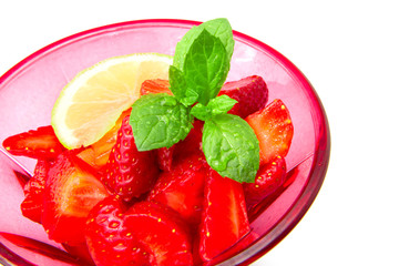 strawberry cup on white background