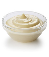 homemade mayonnaise on white background