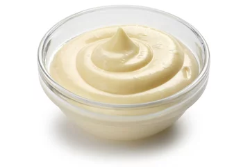Deurstickers homemade mayonnaise on white background © uckyo