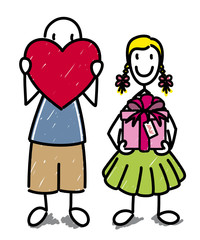 Deux enfants avec cadeaux pour maman