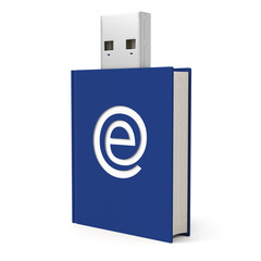 Blue e-Book USB flash drive - low angle view