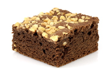 chocolate brownie with cracked peanuts on top
