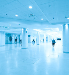 hallway in airport, people moving