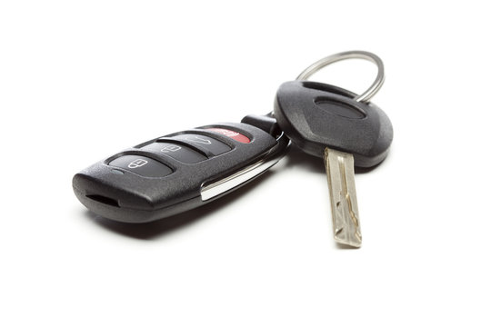 Modern Car Key and Remote on White
