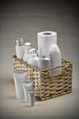 Fototapeta na wymiar basket with toilet articles