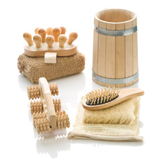 big set of bath accessories