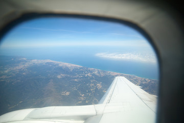 Fototapeta na wymiar View from plane window