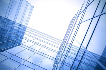 transparent glass wall of contemporary skyscraper