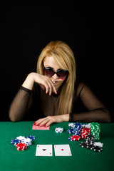 Sexy Blond Playing Poker