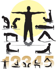 set vector tibetan rituals sihlouettes