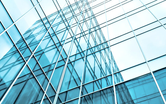 vivid blue windows texture of high tech modern building