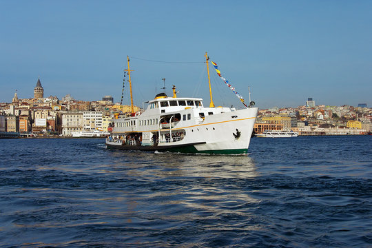 Passenger ship in Bosporus, Istanbul, Turkey
