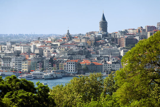View of the Galata Tower and district Beyoglu in Istanbul