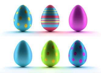 Image of six Easter eggs over white