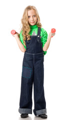 Young girl with dumbells