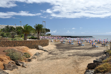 Beach with umbrellas, Lanzarote