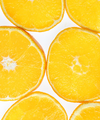 Six pieces orange isolated on the white background.