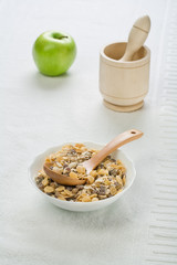 healthy food on towel