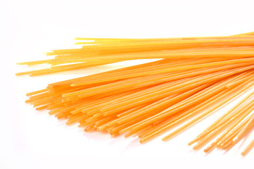 A lot of spaghetti pasta isolated on white background.