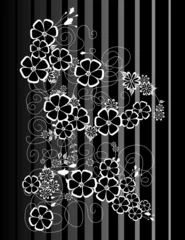 Photo sur Plexiglas Fleurs noir et blanc Fleurs blanches et noires abstraites avec le fond