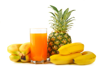 fresh tropical fruits and juice
