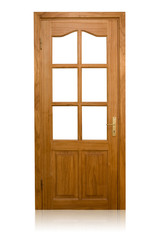 decor wooden door. Isolated over white background