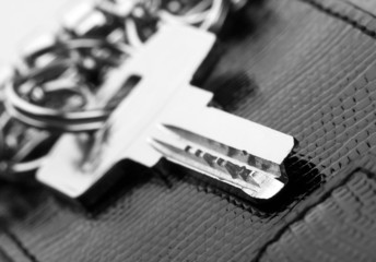 House key in leather holder