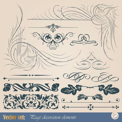 Vector set: calligraphic design elements and page decoration