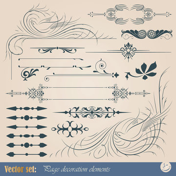 Vector set: calligraphic design elements and page decoration