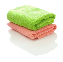 Obraz na płótnie Canvas pink and green towel