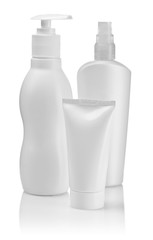 plastic bottles and tube