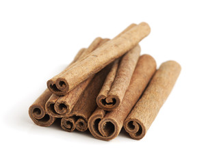 Сinnamon sticks isolated on white background. Close up.