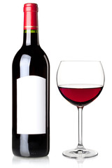 Red wine in bottle and glass