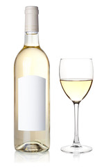 White wine in bottle and glass