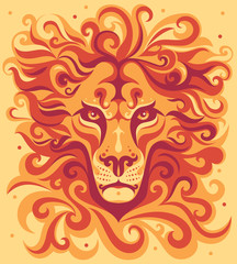 Orange stylized lion's head