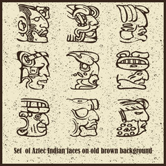 Set of Aztec Indian face