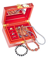Chinese Jewelery Box Filled with Rings and Necklaces