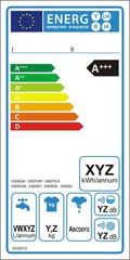 Washing machine new energy rating graph label in vector.