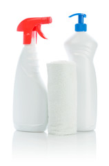 sprays with towel isolated