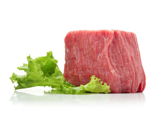 raw beef meat with lettuce