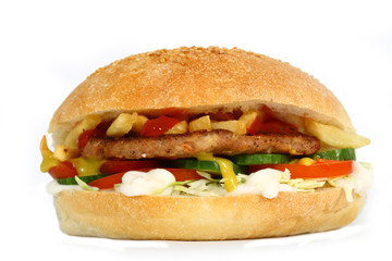 hamburger with vegetables
