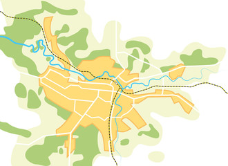 Naklejka premium Simplified Vector Map of The City II