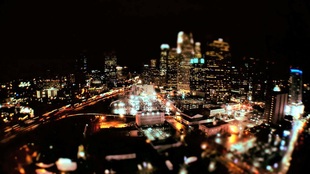 Elevated Time-lapse View of Los Angeles at Night