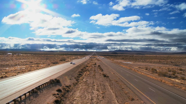 Busy Traffic on Desert Highway