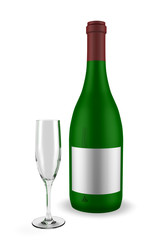 wine bottle with glass