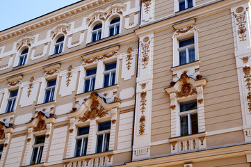 Ornate Facade of building in Prague in Czech Republic,Europe