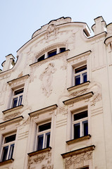 Ornate Facade of building in Prague in Czech Republic,Europe