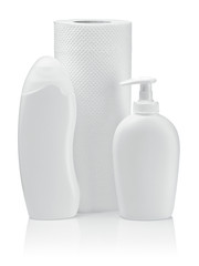 white towel and bottles for care