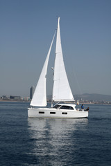 Sailboat - Yacht in the Mediterranean - obrazy, fototapety, plakaty