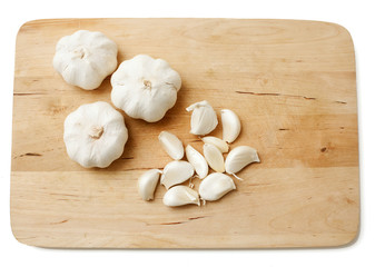 garlic on wooden board
